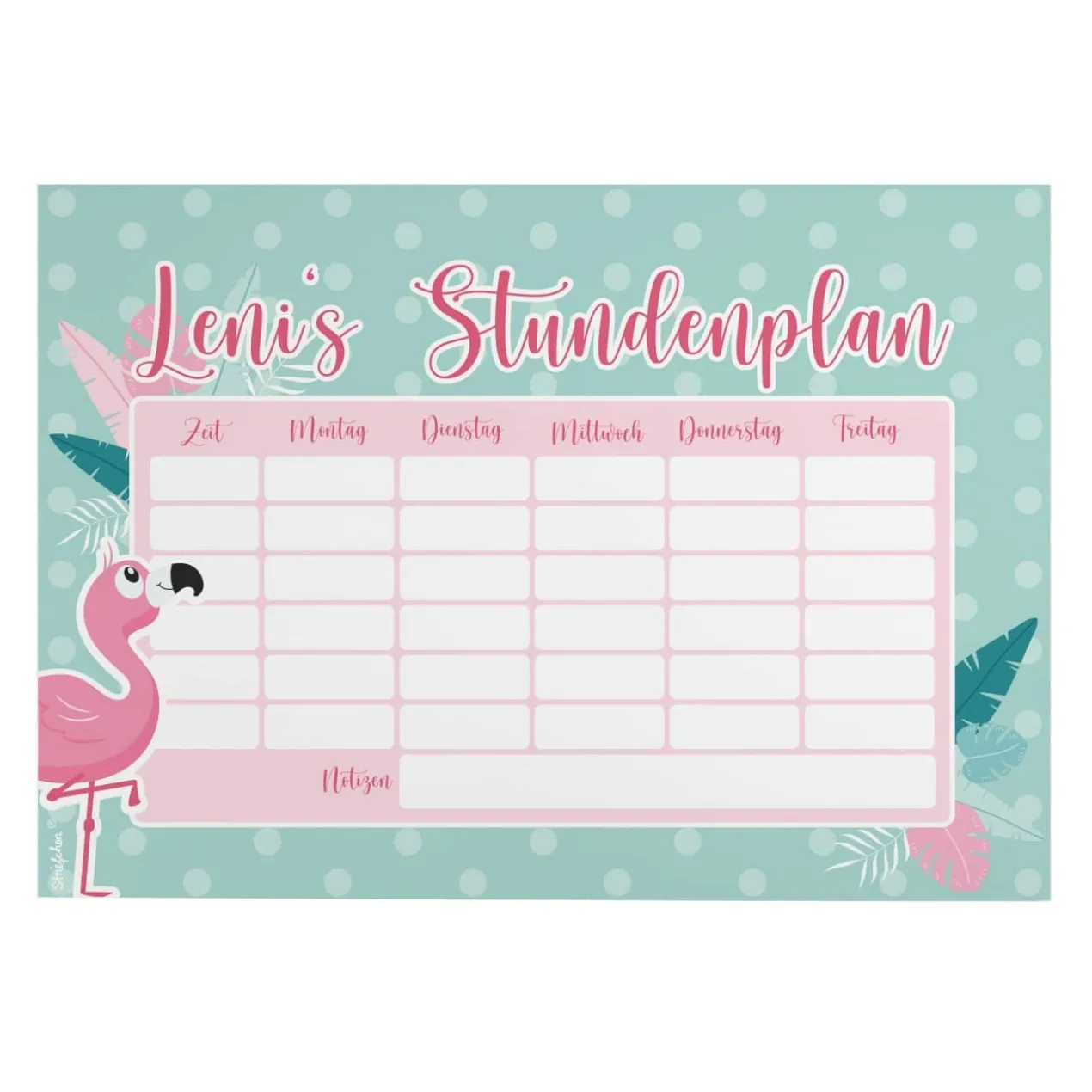 Magnetischer Flamingo-Stundenplan - wiederbeschreibbar