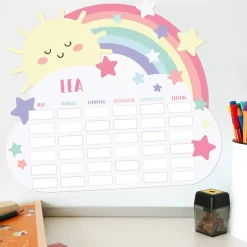 Magnetischer Stundenplan - Regenbogen, Sterne und Wolke - mit Name