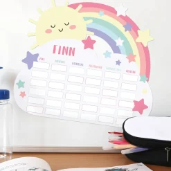 Magnetischer Stundenplan - Regenbogen, Sterne und Wolke - mit Name