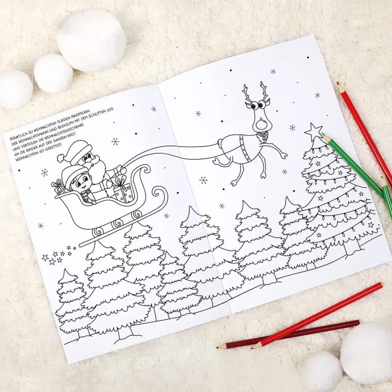 Malheft zu Weihnachten für Mädchen und Jungen