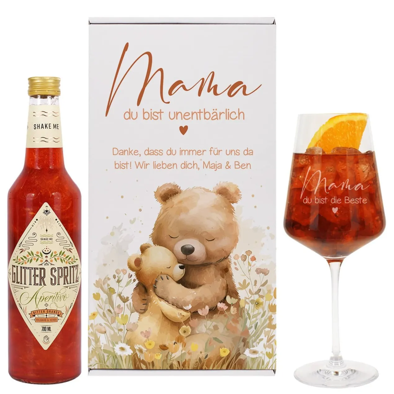 Mama du bist unentbärlich - Glitter Spritz Set zum Muttertag