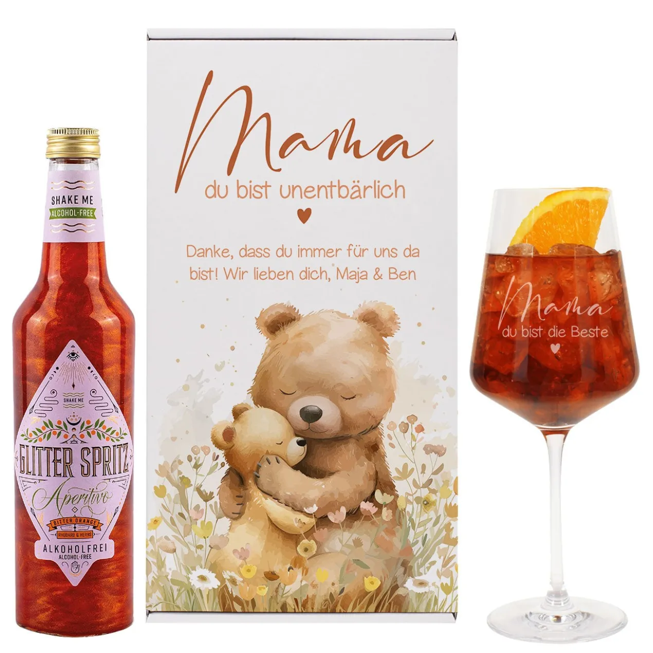Mama du bist unentbärlich - Glitter Spritz Set zum Muttertag