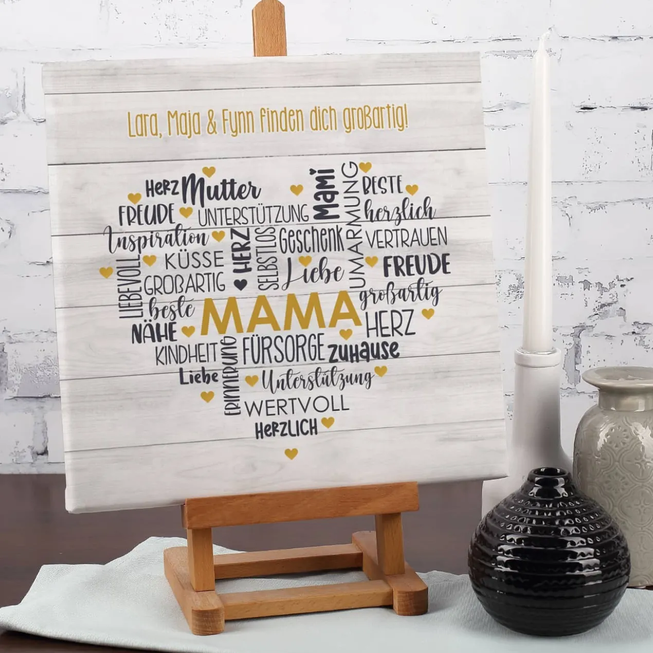 Mama - Leinwand mit Herz & Wunschtext 30x30cm