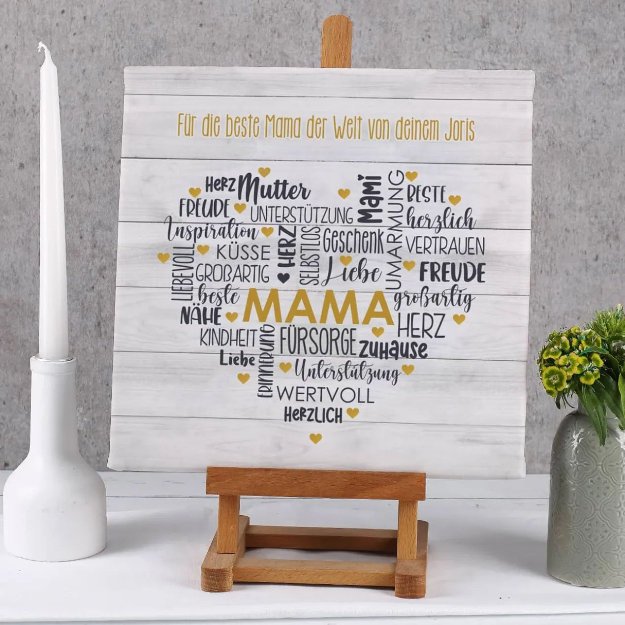 Mama - Leinwand mit Herz & Wunschtext 30x30cm