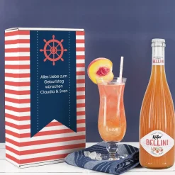 Maritimes Geschenkset mit Bellini und Cocktailglas