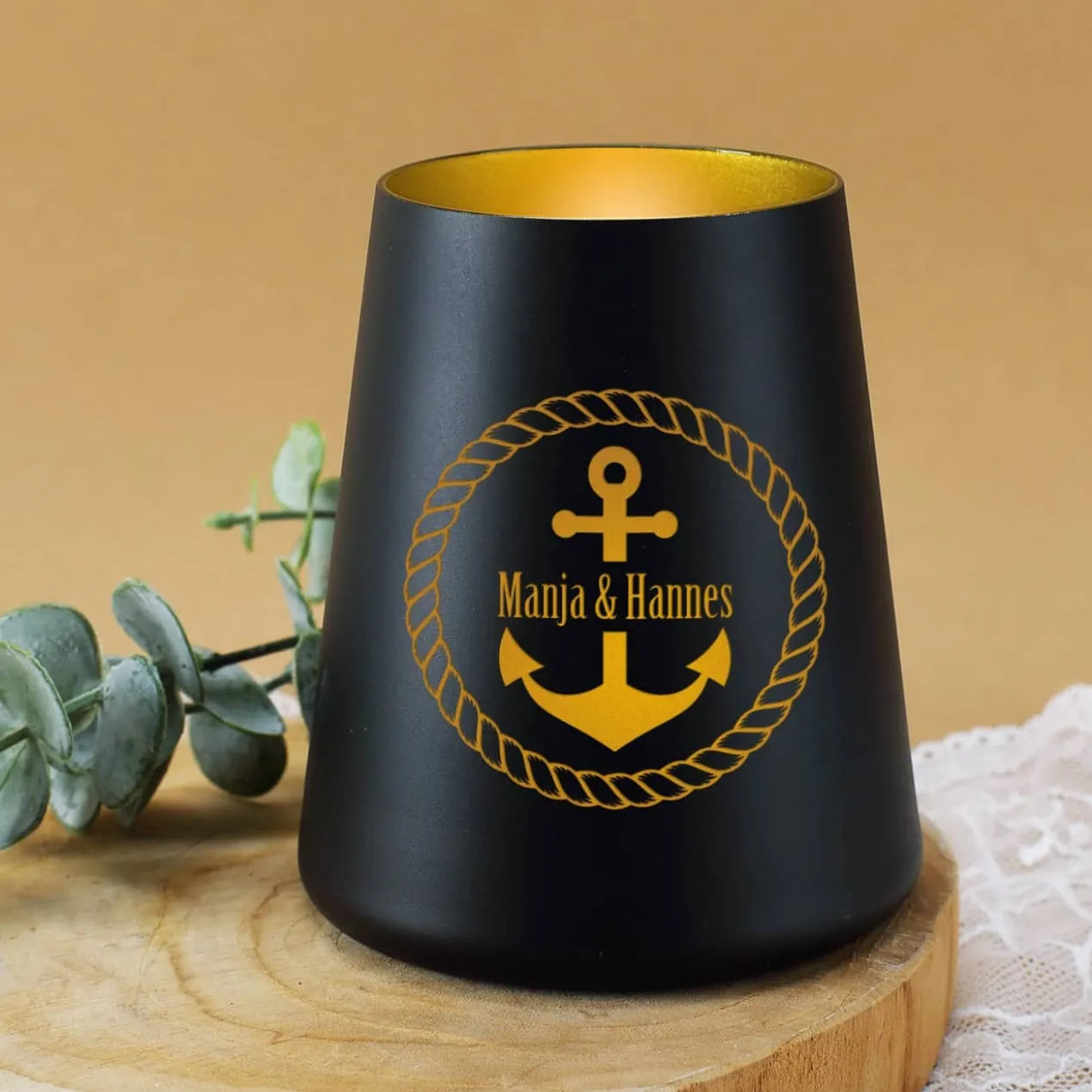 Maritimes Windlicht mit Namensgravur