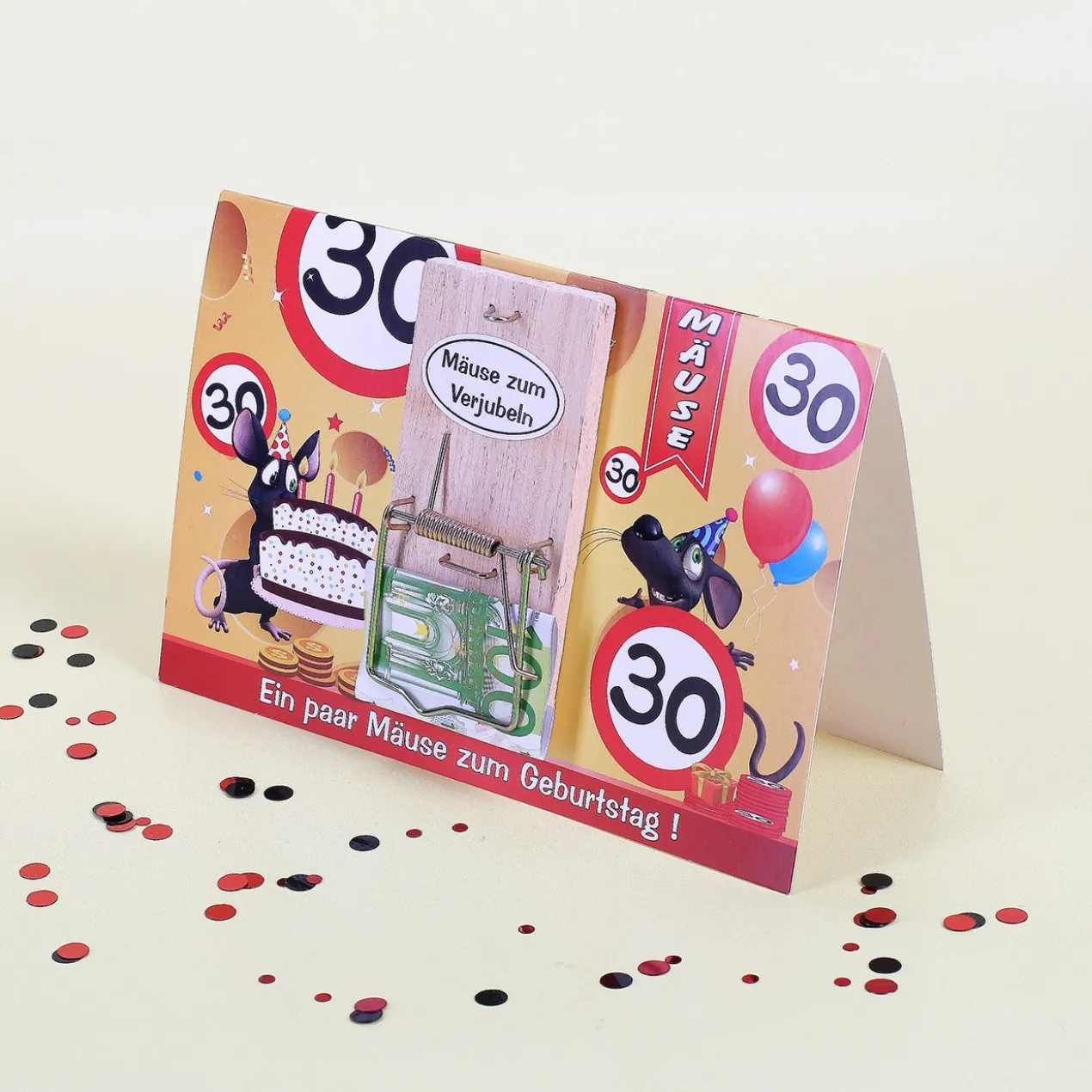 Mausefalle zum 30. Geburtstag mit Karte