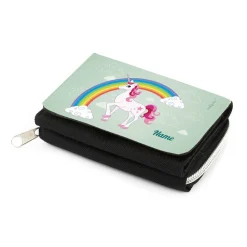 Mädchen - Geldbörse mit Einhorn, Regenbogen und Name