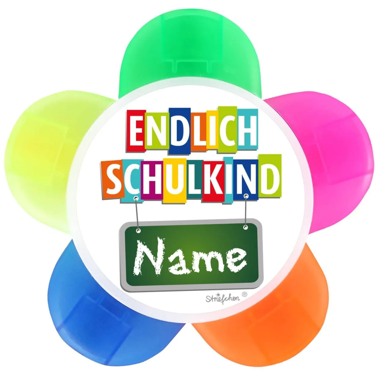 Mehrfarbiger Textmarker - Endlich Schulkind