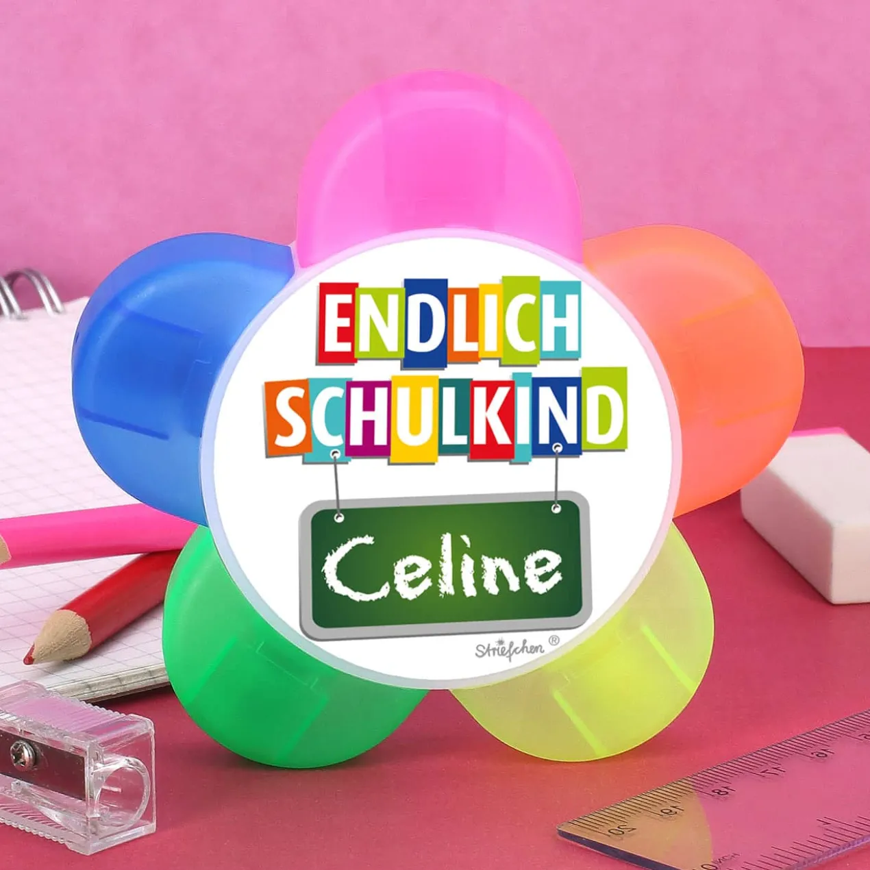 Mehrfarbiger Textmarker - Endlich Schulkind