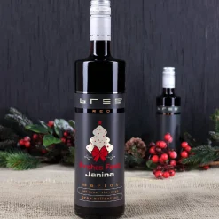 Merlot Rotweinflasche -Frohes Fest- mit Wunschname