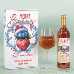 Merry Berry - Lillet Geschenkset mit Glas und Geschenkbox zu Weihnachten