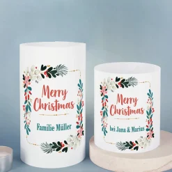 Merry Christmas - Lichthülle als Tischdeko zu Weihnachten in zwei verschiedenen Größen