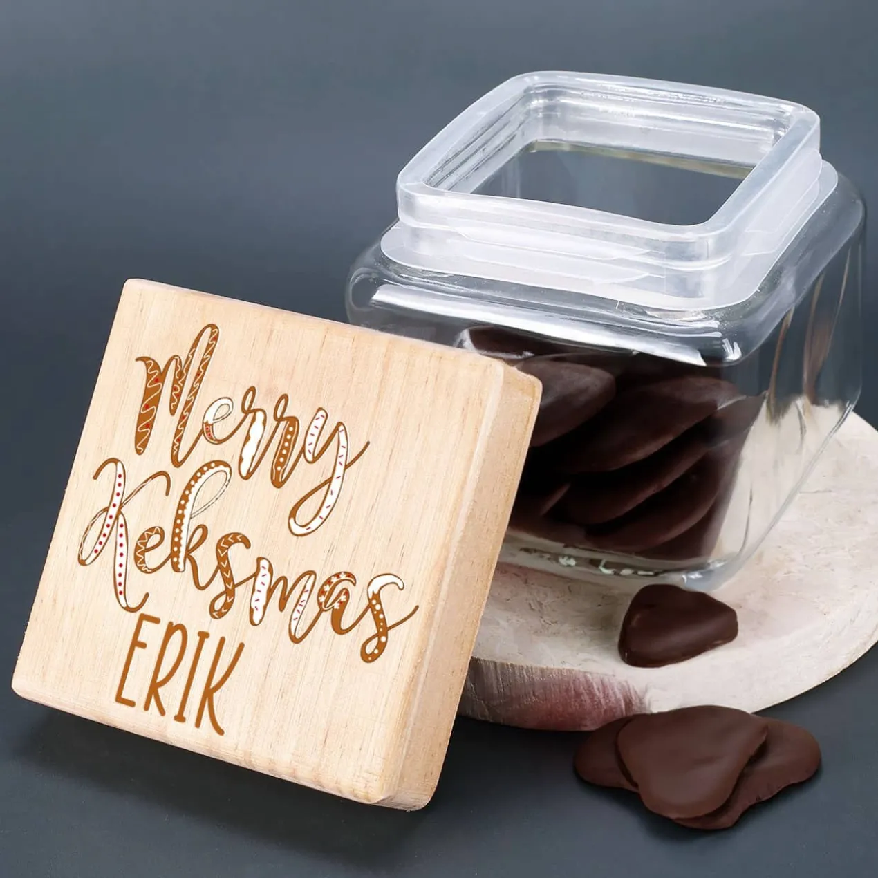 Merry Keksmas - Vorratsglas in 4 Größen mit Wunschname