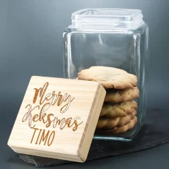 Merry Keksmas - Vorratsglas in 4 Größen mit Wunschname