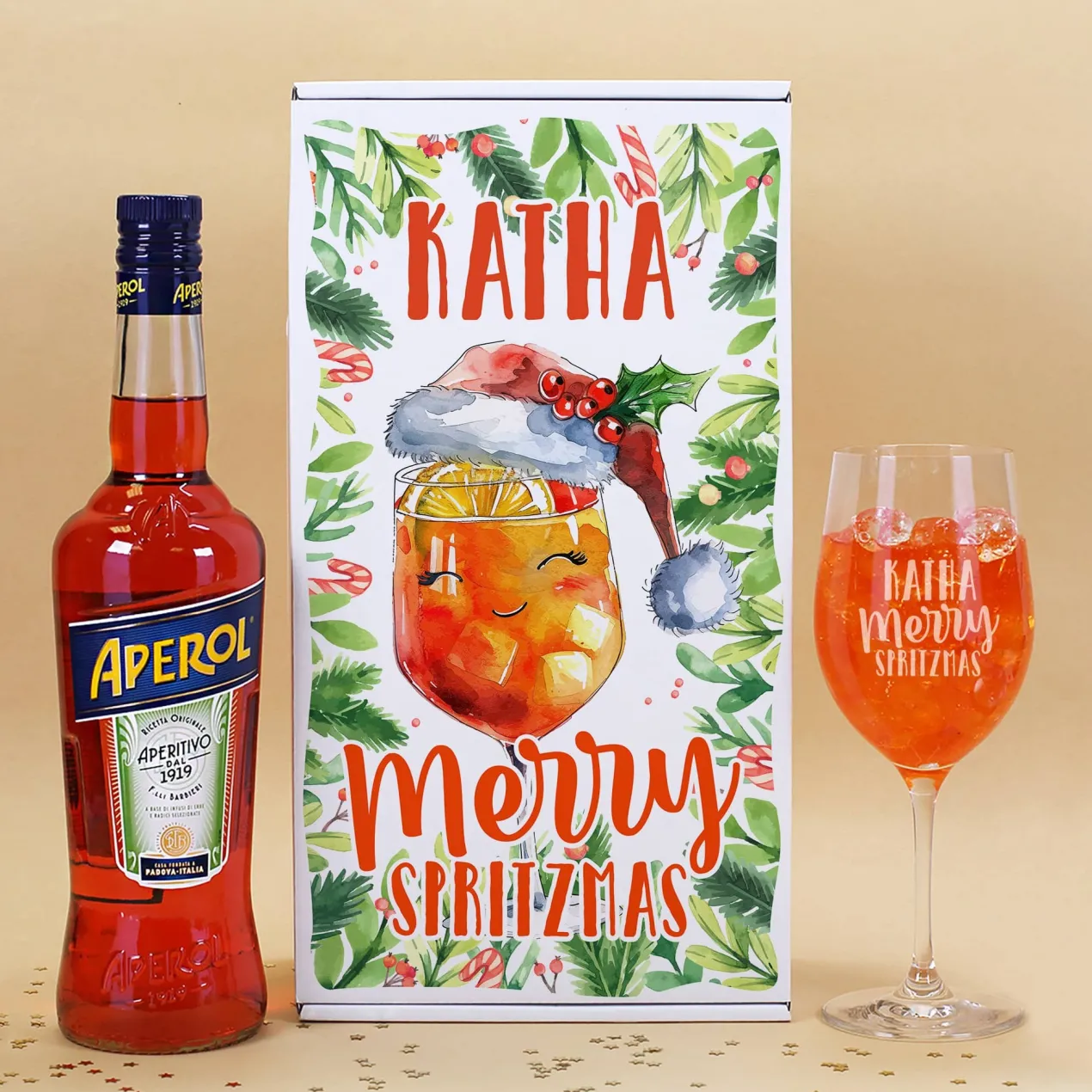 Merry Spritzmas - Aperol Geschenkset mit Glas und Geschenkverpackung