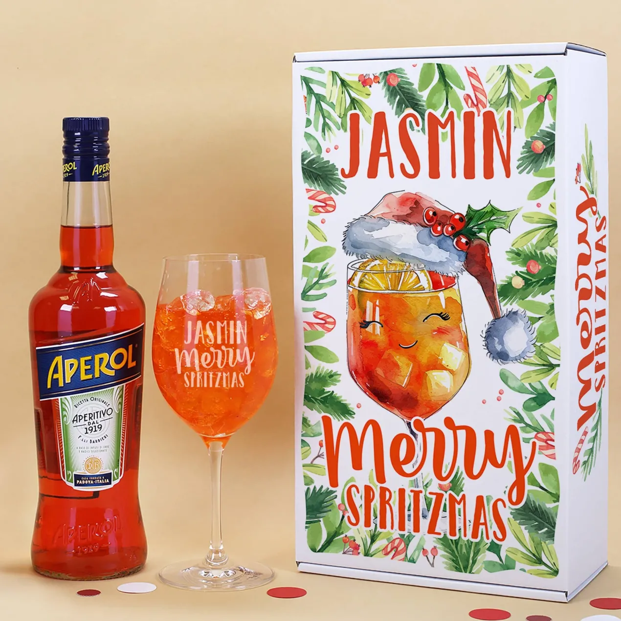 Merry Spritzmas - Aperol Geschenkset mit Glas und Geschenkverpackung