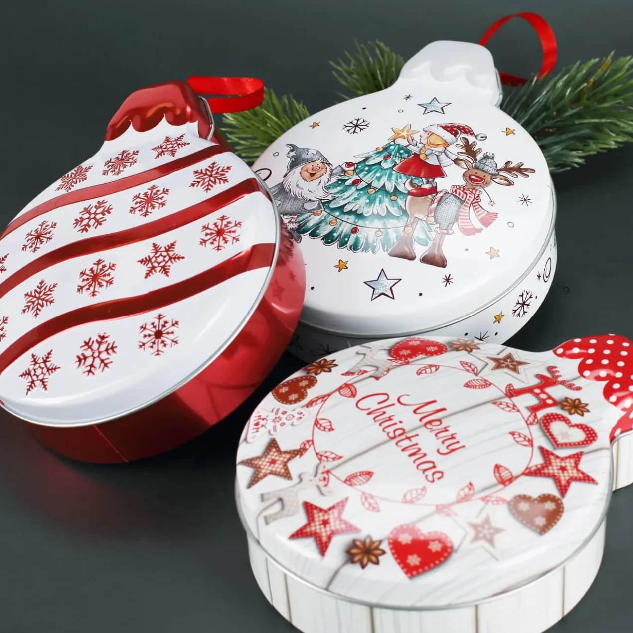 Metalldose Weihnachtskugel zum Aufhängen