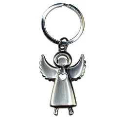 Metall-Schlüsselanhänger Schutzengel mit Herz und ausgebreiteten Flügeln