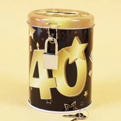 Metall-Spardose zum Geburtstag - schwarz/gold - verschiedene Zahlen