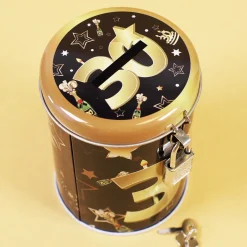 Metall-Spardose zum Geburtstag - schwarz/gold - verschiedene Zahlen