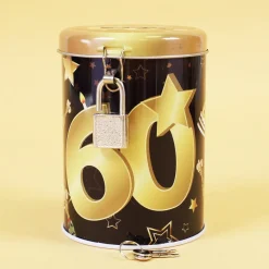 Metall-Spardose zum Geburtstag - schwarz/gold - verschiedene Zahlen