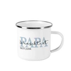 Metalltasse - Papa seit - als Geschenk zum Vatertag
