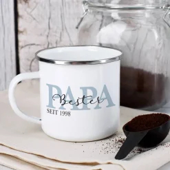 Metalltasse - Papa seit - als Geschenk zum Vatertag