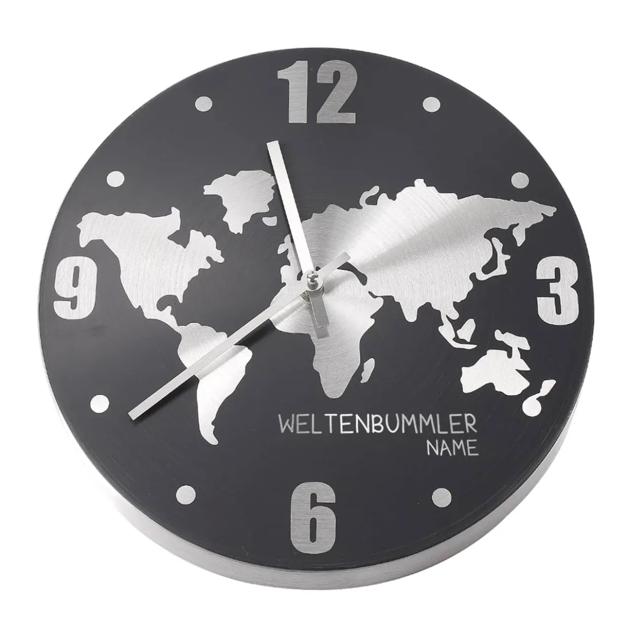 Metalluhr "Weltenbummler" mit Ihrem Namen