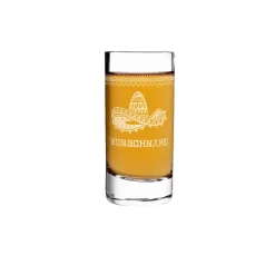 Mexikanischer Sombrero mit Ornamenten und Wunschname graviert auf Schnapsglas