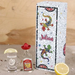 Mexikanisches Tequila Geschenk-Set mit graviertem Tequilaglas und Tequilaflasche