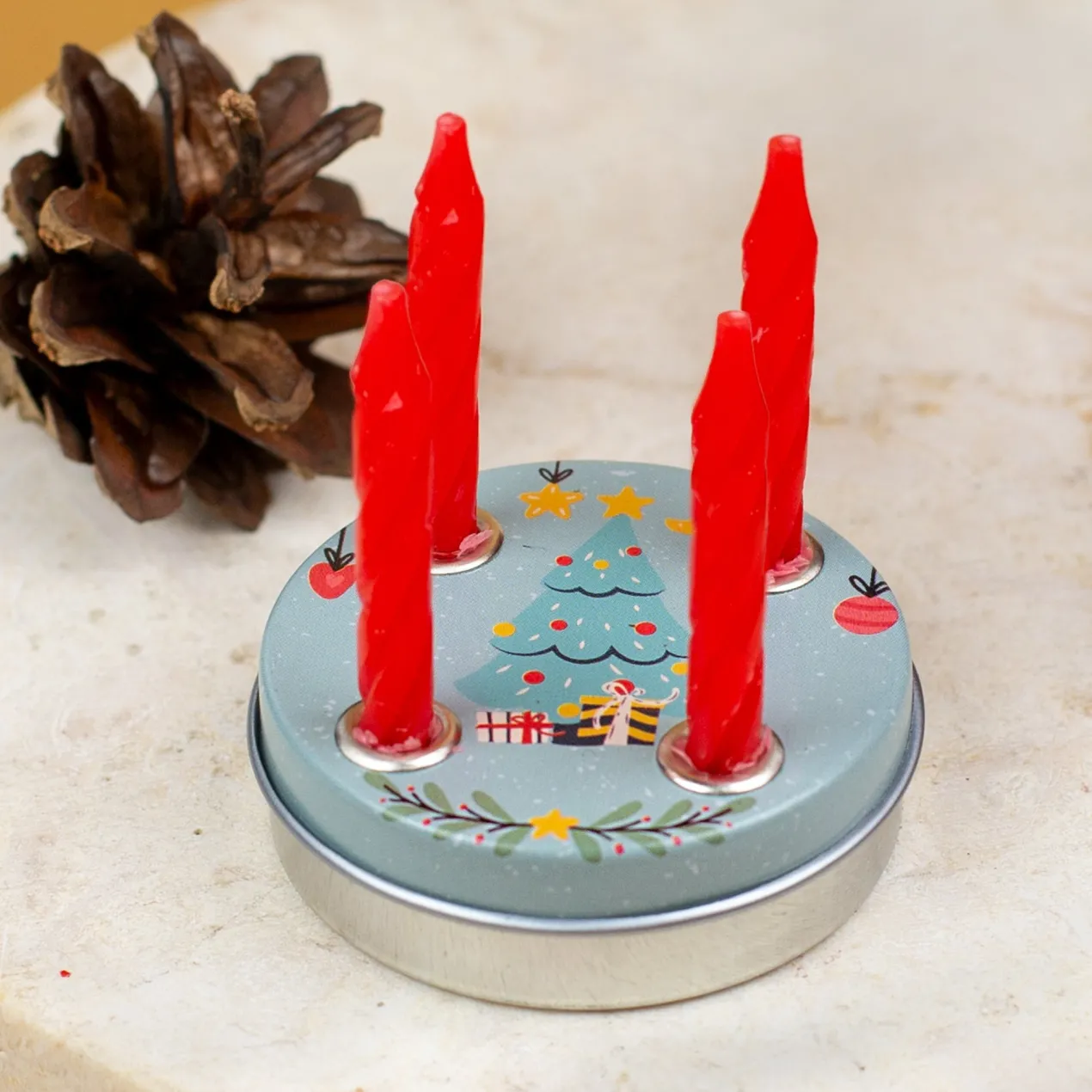 Mini Adventskranz zu Weihnachten mit verschiedenen Motiven inkl. Kerzen