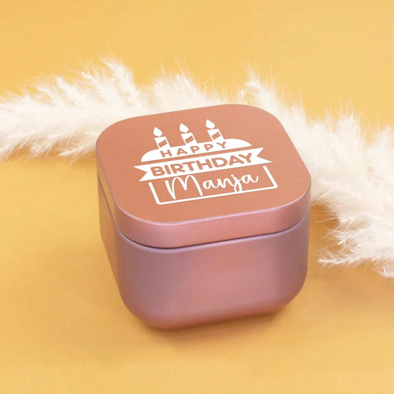 Mini Duftkerze als Geschenk zum Geburtstag personalisiert mit Name | Gold oder Rosé