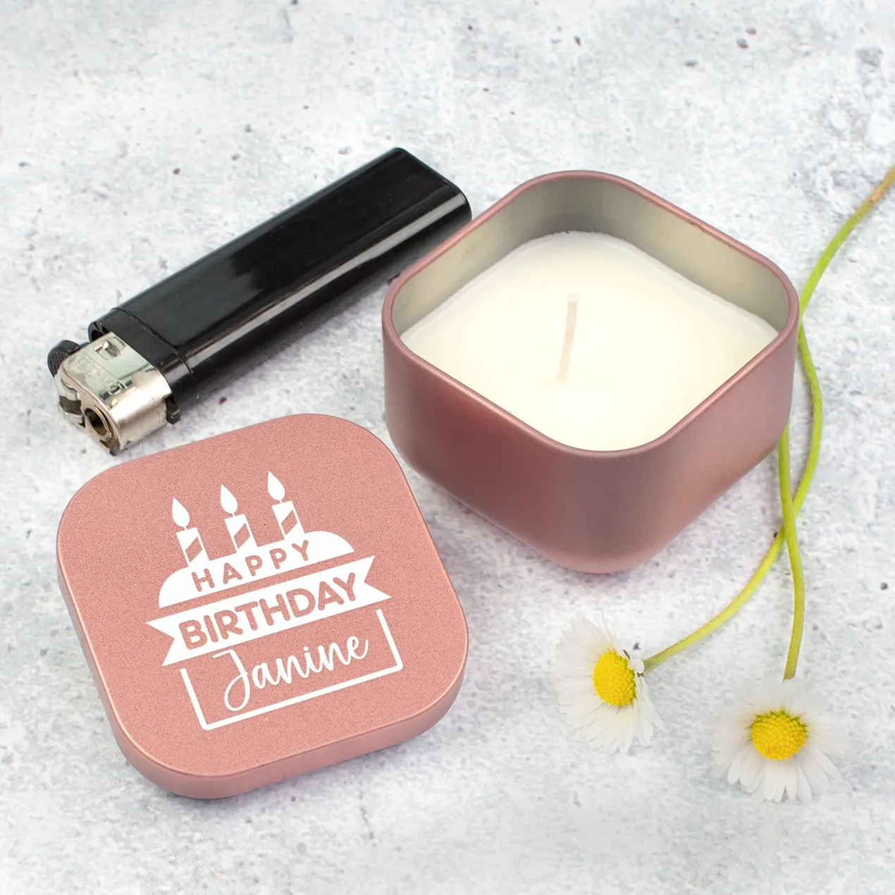 Mini Duftkerze als Geschenk zum Geburtstag personalisiert mit Name | Gold oder Rosé