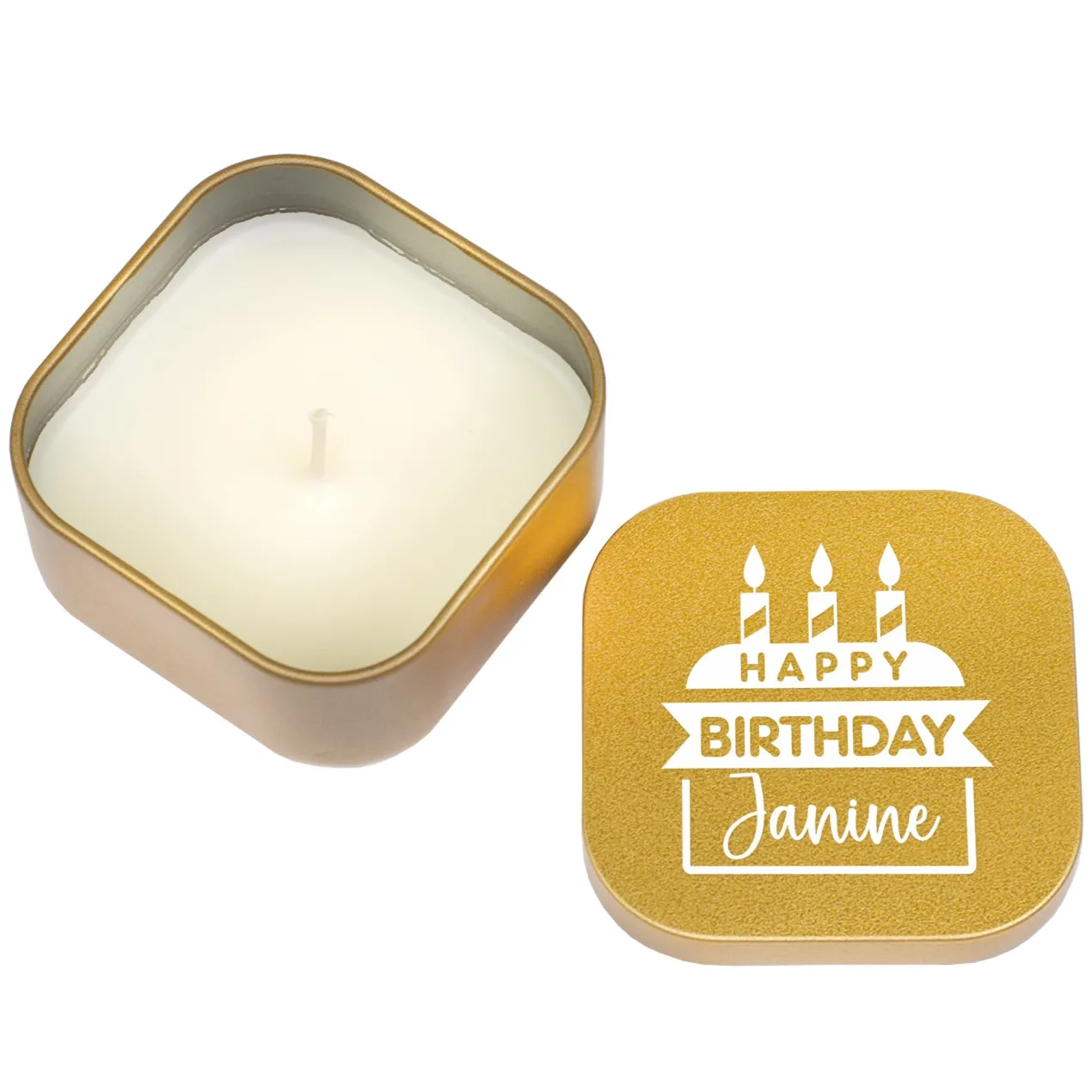 Mini Duftkerze als Geschenk zum Geburtstag personalisiert mit Name | Gold oder Rosé
