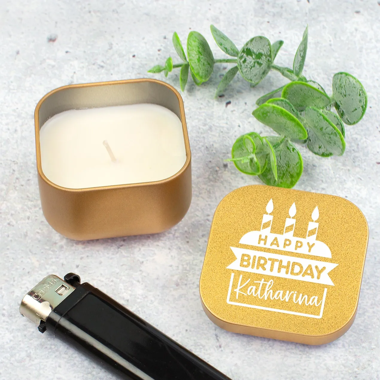 Mini Duftkerze als Geschenk zum Geburtstag personalisiert mit Name | Gold oder Rosé