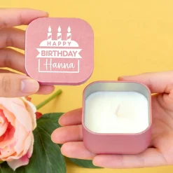 Mini Duftkerze als Geschenk zum Geburtstag personalisiert mit Name | Gold oder Rosé