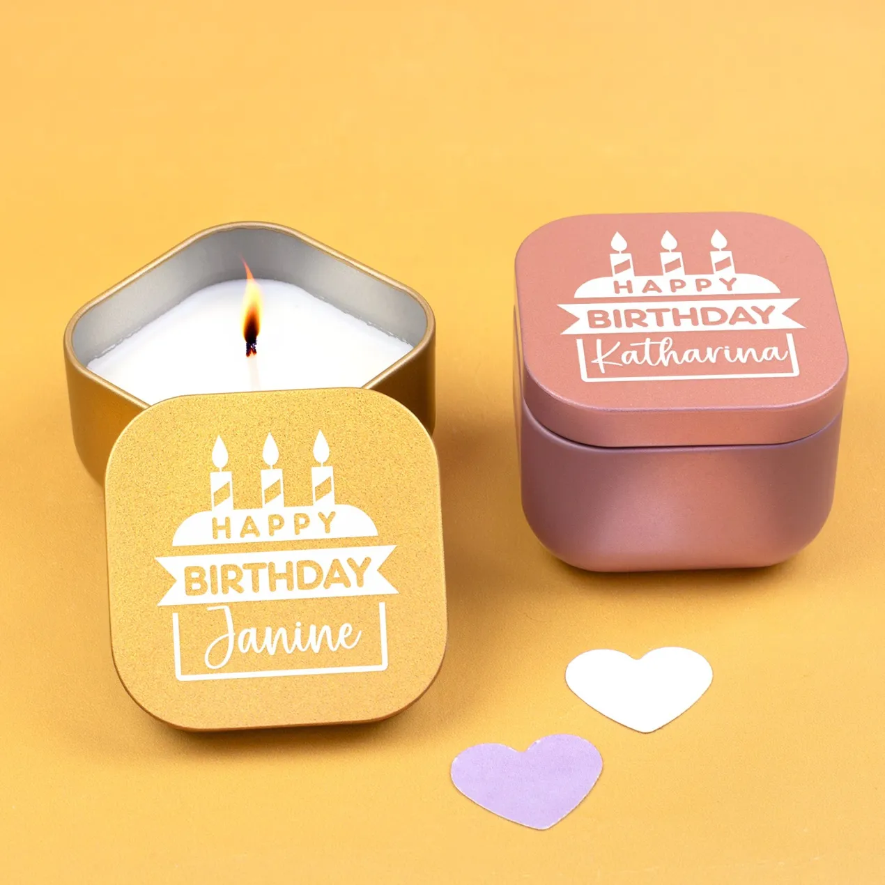 Mini Duftkerze als Geschenk zum Geburtstag personalisiert mit Name | Gold oder Rosé