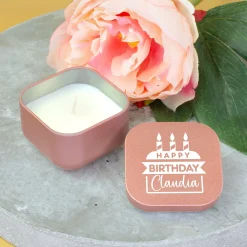 Mini Duftkerze als Geschenk zum Geburtstag personalisiert mit Name | Gold oder Rosé