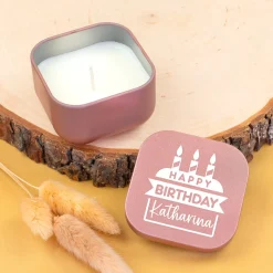 Mini Duftkerze als Geschenk zum Geburtstag personalisiert mit Name | Gold oder Rosé