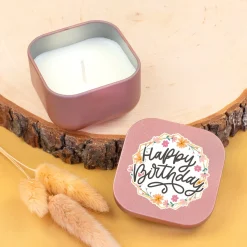 Mini Duftkerze 'Happy Birthday' mit Vanille Duft als Geschenk zum Geburtstag | Gold oder Rosé