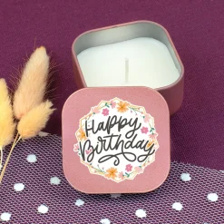 Mini Duftkerze 'Happy Birthday' mit Vanille Duft als Geschenk zum Geburtstag | Gold oder Rosé