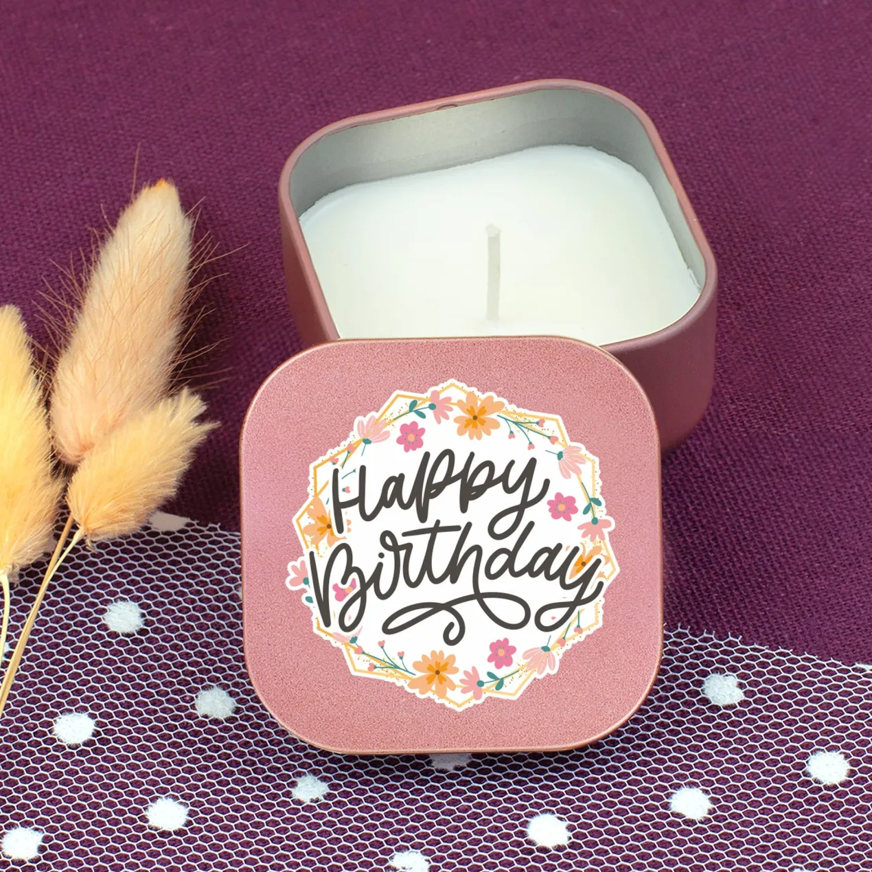 Mini Duftkerze 'Happy Birthday' mit Vanille Duft als Geschenk zum Geburtstag | Gold oder Rosé
