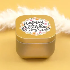 Mini Duftkerze 'Happy Birthday' mit Vanille Duft als Geschenk zum Geburtstag | Gold oder Rosé