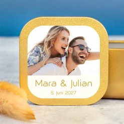 Mini Duftkerze mit Foto & Wunschtext | Kerze als Gastgeschenk & Deko für viele Anlässe mit Farbwahl