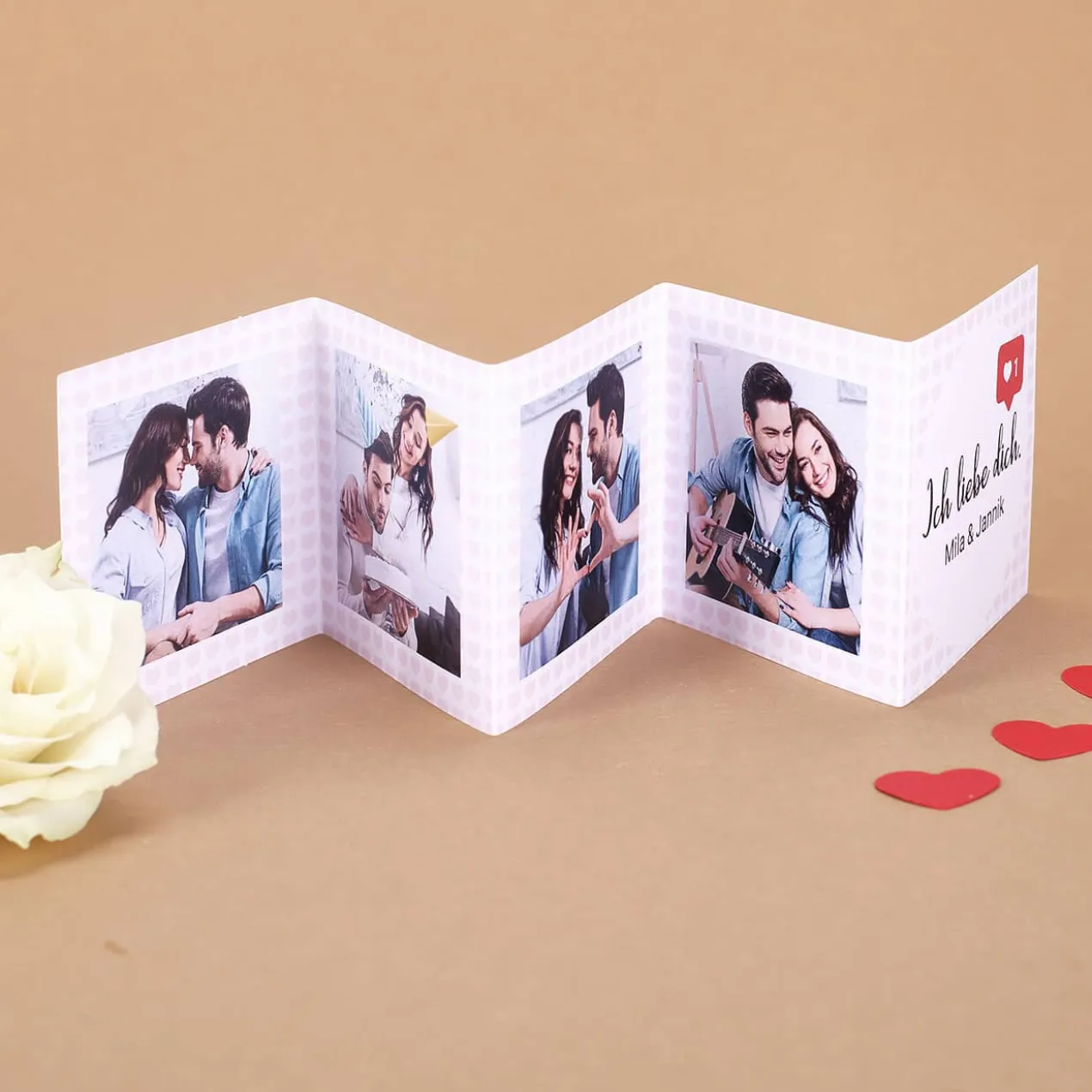 Mini Fotobuch - Ich liebe dich - mit Like-Symbol und Wunschtext