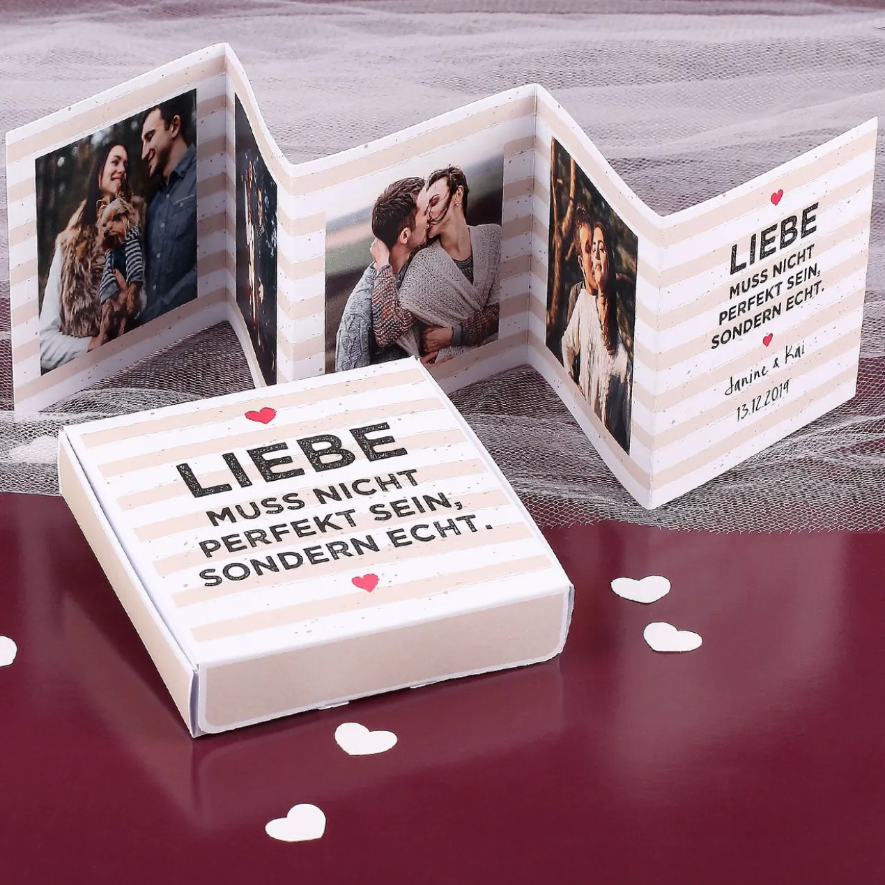 Mini Fotobuch zum Valentinstag in passender Box - Liebe muss echt sein