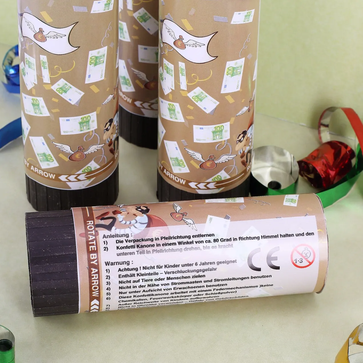 Mini Konfetti-Kanonen Geld Regen im 4er Set