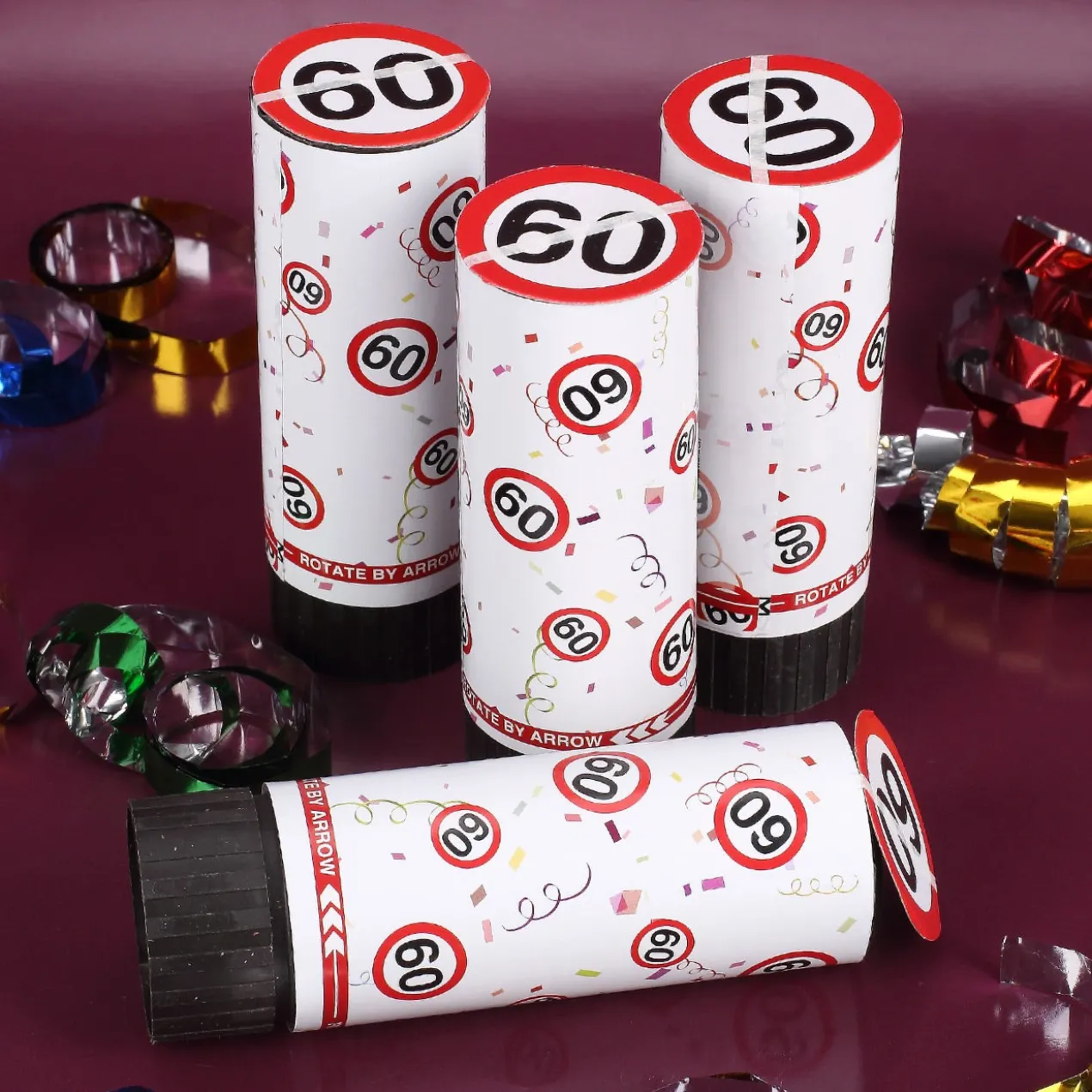 Mini-Konfetti-Kanonen mit Jahreszahl - 4er Set
