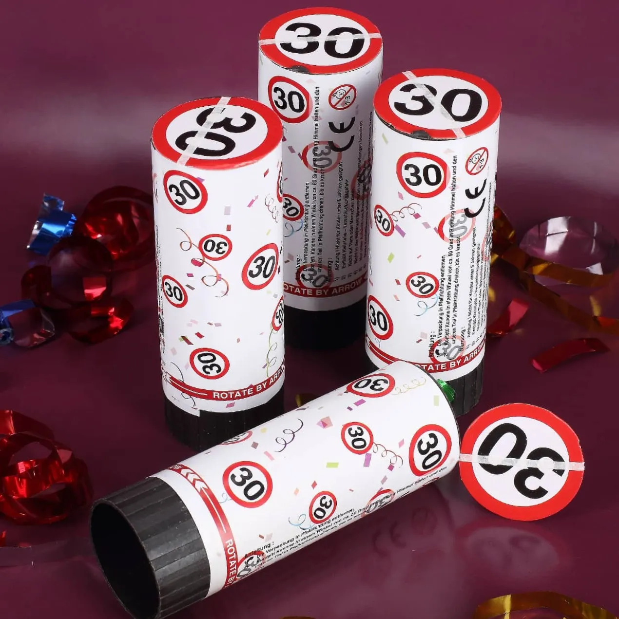 Mini-Konfetti-Kanonen mit Jahreszahl - 4er Set